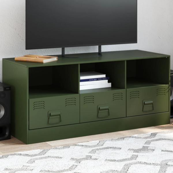 ARDEBO.de - TV-Schrank Olivgrün 99x39x44 cm Stahl