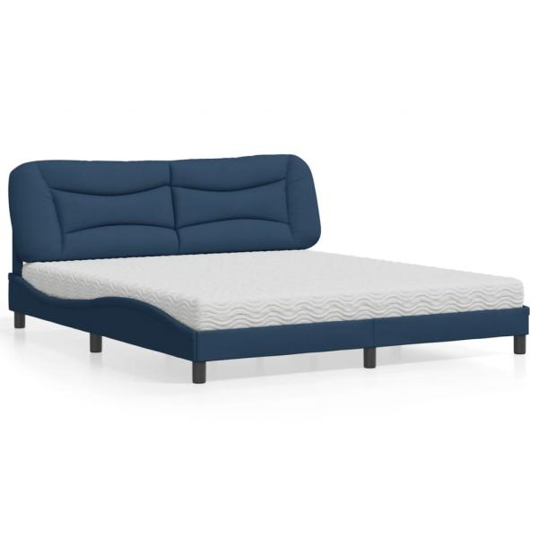 ARDEBO.de - Bett mit Matratze Blau 180x200 cm Stoff