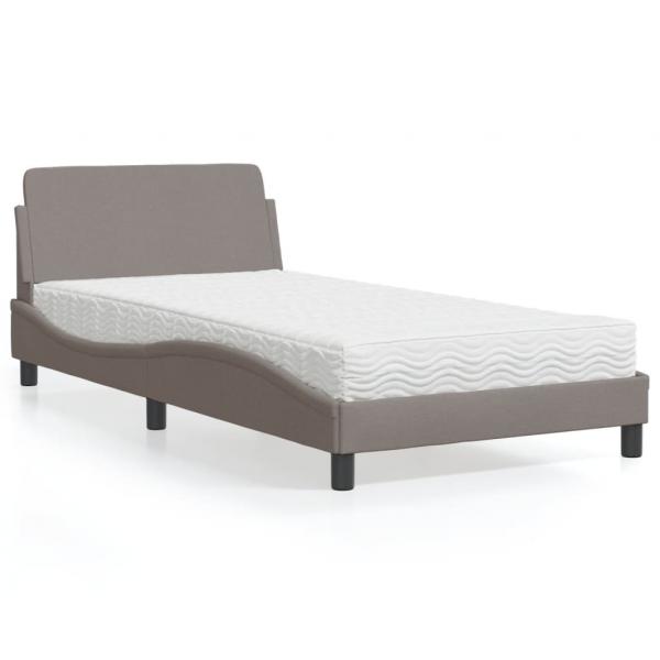 ARDEBO.de - Bett mit Matratze Taupe 100x200 cm Stoff