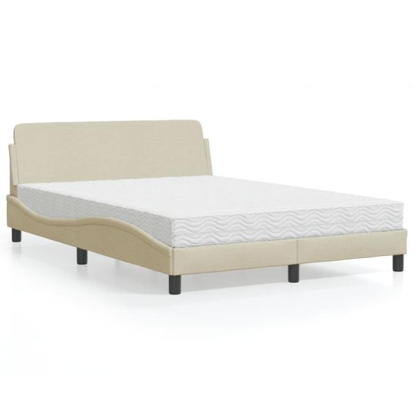 ARDEBO.de - Bett mit Matratze Creme 120x200 cm Stoff