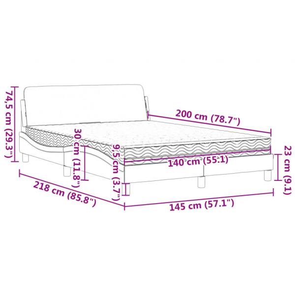 Bett mit Matratze Dunkelgrau 140x200 cm Stoff