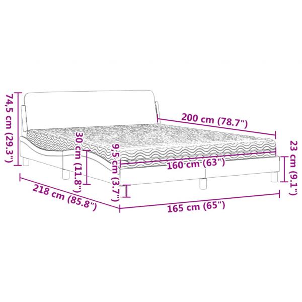 Bett mit Matratze Dunkelgrau 160x200 cm Samt