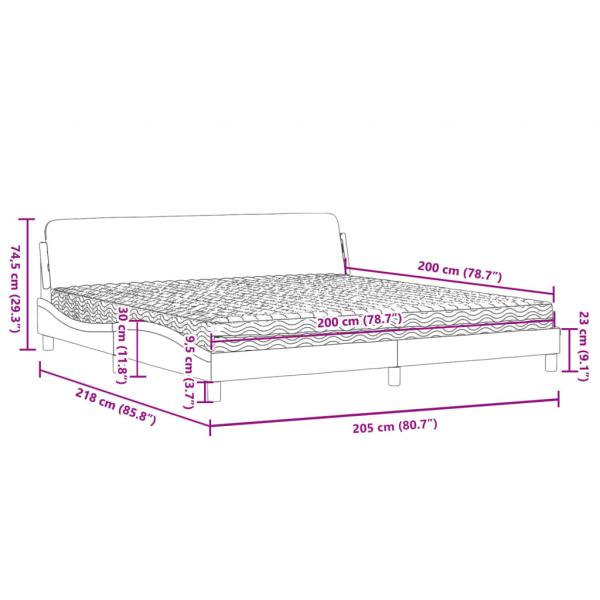 Bett mit Matratze Hellgrau 200x200 cm Stoff