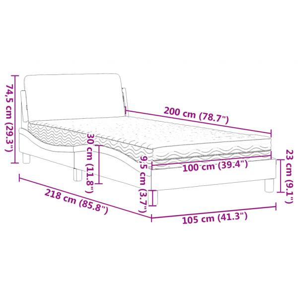 Bett mit Matratze Blau 100x200 cm Samt