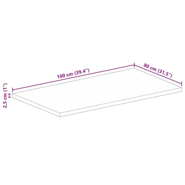 Tischplatte 100x80x2,5 cm Rechteckig Altholz Massiv