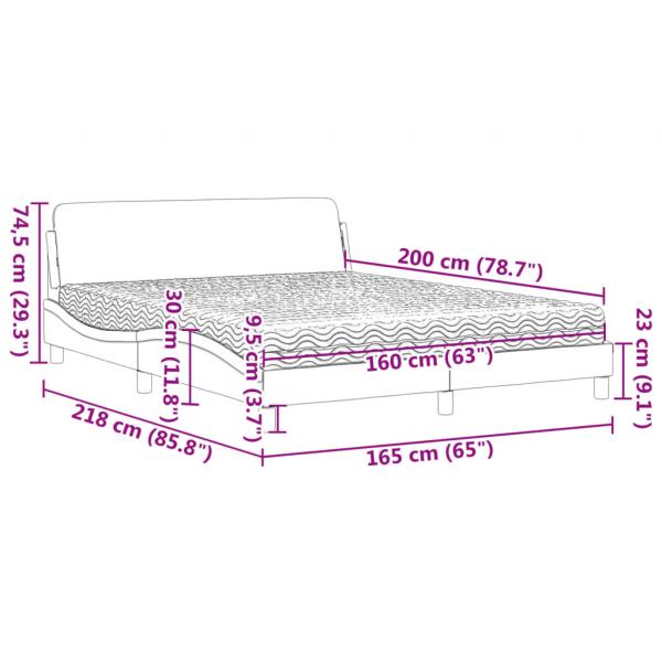 Bett mit Matratze Dunkelbraun 160x200 cm Stoff