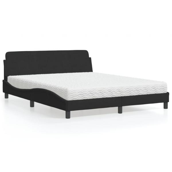 ARDEBO.de - Bett mit Matratze Schwarz 160x200 cm Samt