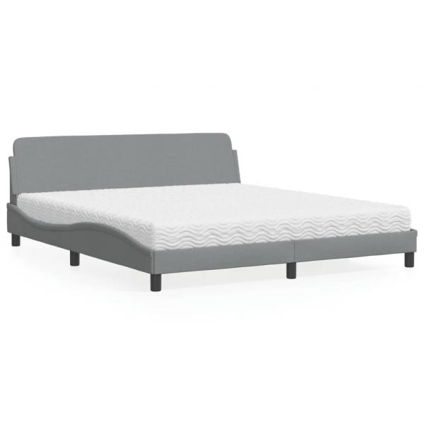 ARDEBO.de - Bett mit Matratze Hellgrau 180x200 cm Stoff