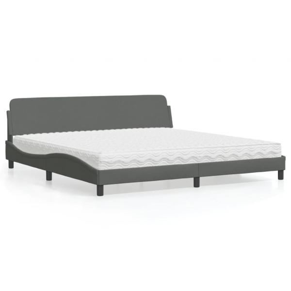 ARDEBO.de - Bett mit Matratze Dunkelgrau 200x200 cm Stoff