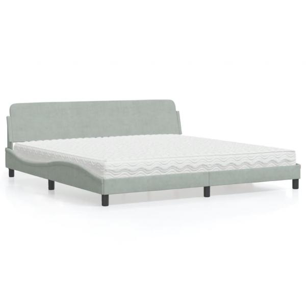 ARDEBO.de - Bett mit Matratze Hellgrau 200x200 cm Samt