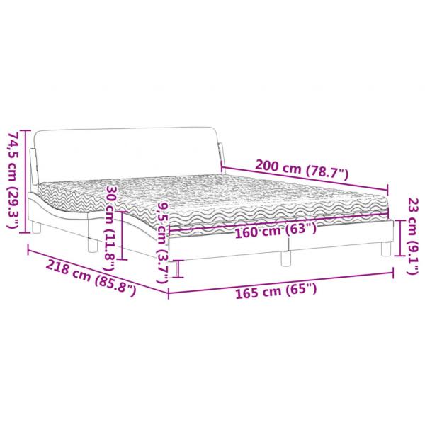 Bett mit Matratze Hellgrau 160x200 cm Samt