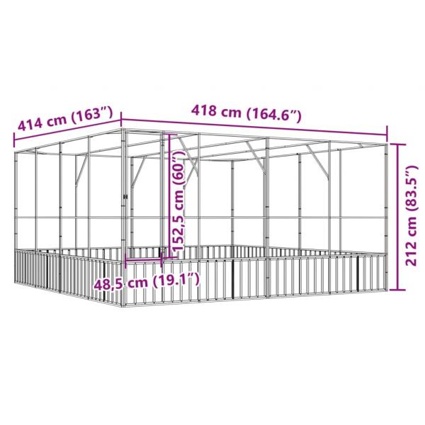 Voliere Silbern 418x414x212 cm Stahl