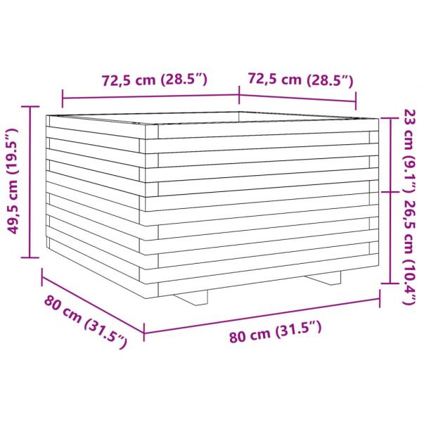 Pflanzkübel Weiß 80x80x49,5 cm Massivholz Kiefer