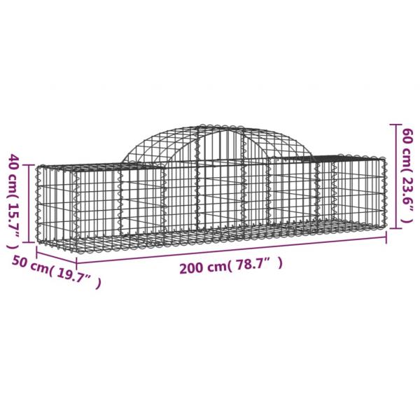 Gabionen mit Hochbogen 18 Stk. 200x50x40/60 cm Verzinktes Eisen