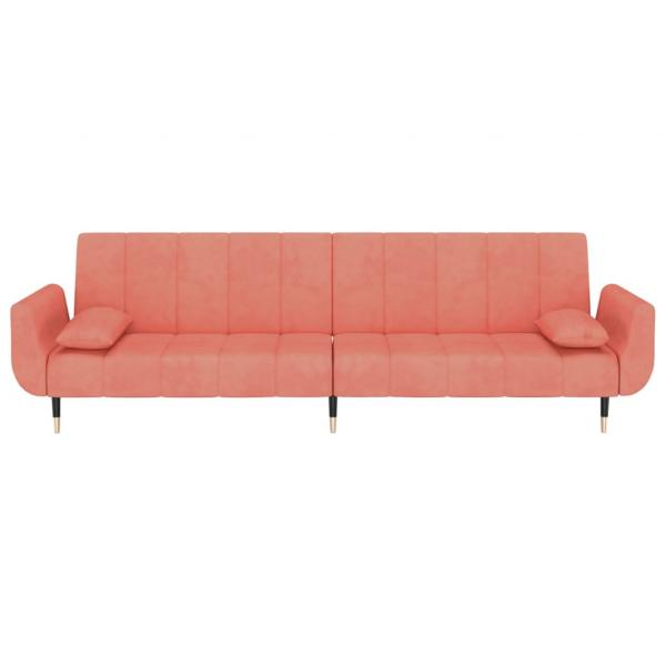 Schlafsofa 2-Sitzer mit 2 Kissen Rosa Samt