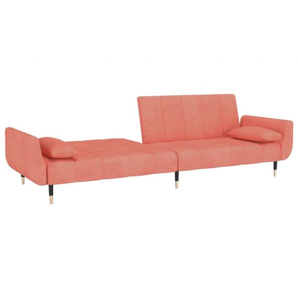 Schlafsofa 2-Sitzer mit 2 Kissen Rosa Samt