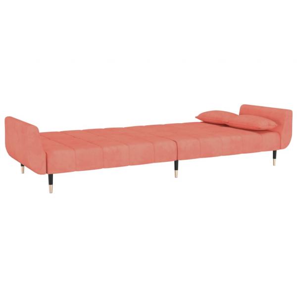 Schlafsofa 2-Sitzer mit 2 Kissen Rosa Samt