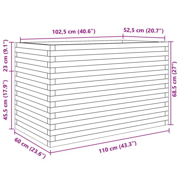 Pflanzkübel Wachsbraun 110x60x68,5 cm Massivholz Kiefer