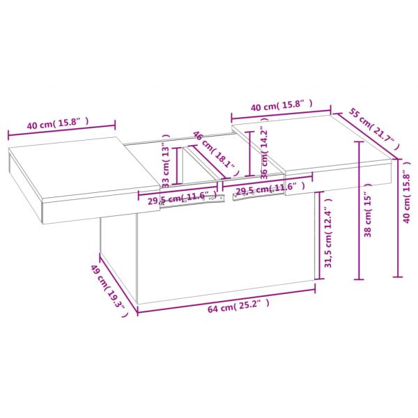 Couchtisch Schwarz 80x55x40 cm Holzwerkstoff