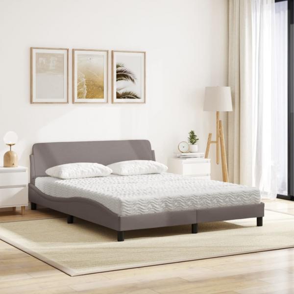 Bett mit Matratze Taupe 160x200 cm Stoff