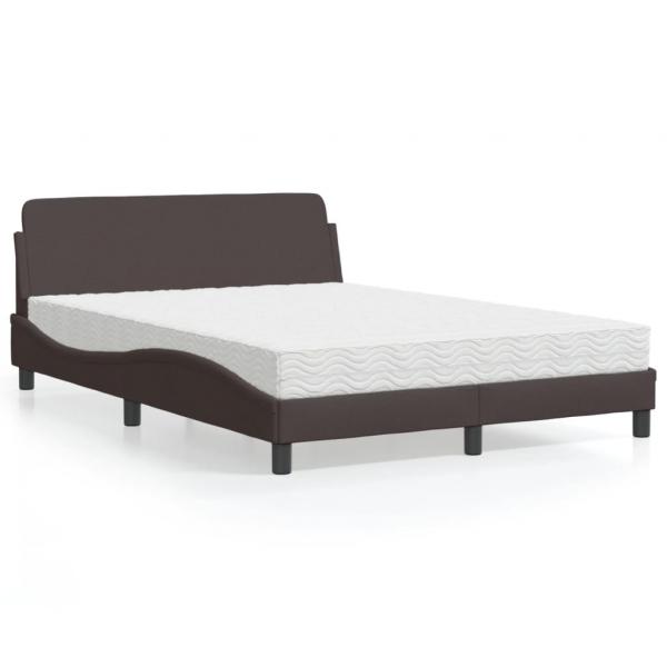 ARDEBO.de - Bett mit Matratze Dunkelbraun 120x200 cm Stoff