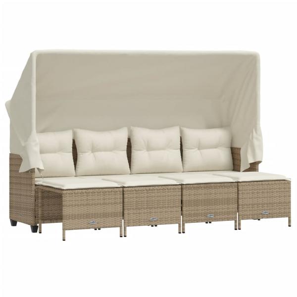 5-tlg. Garten-Sofagarnitur mit Kissen Beige Poly Rattan