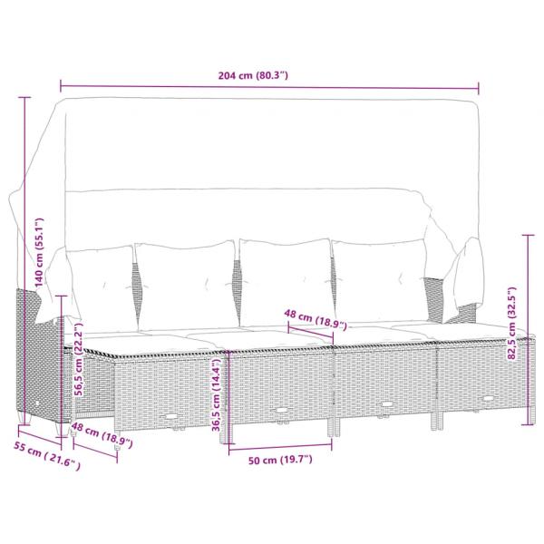 5-tlg. Garten-Sofagarnitur mit Kissen Grau Poly Rattan