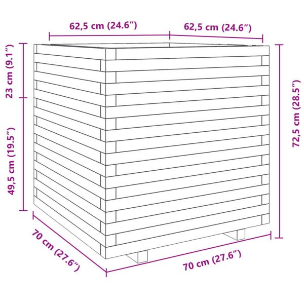 Pflanzkübel Weiß 70x70x72,5 cm Massivholz Kiefer