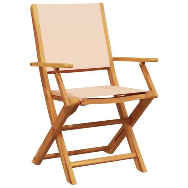 3-tlg. Bistro-Set Beige Stoff und Massivholz