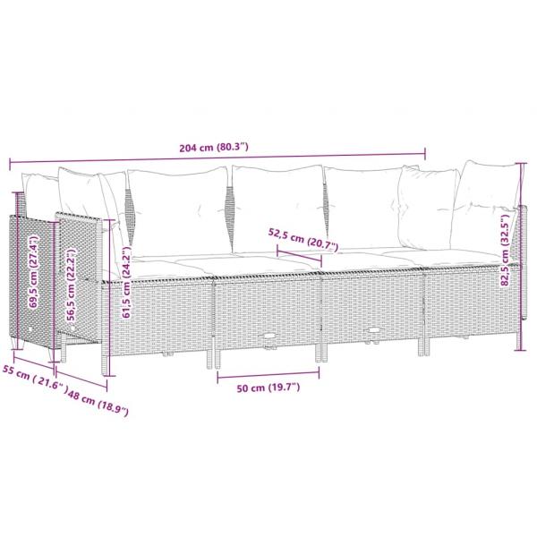 5-tlg. Garten-Sofagarnitur mit Kissen Grau Poly Rattan