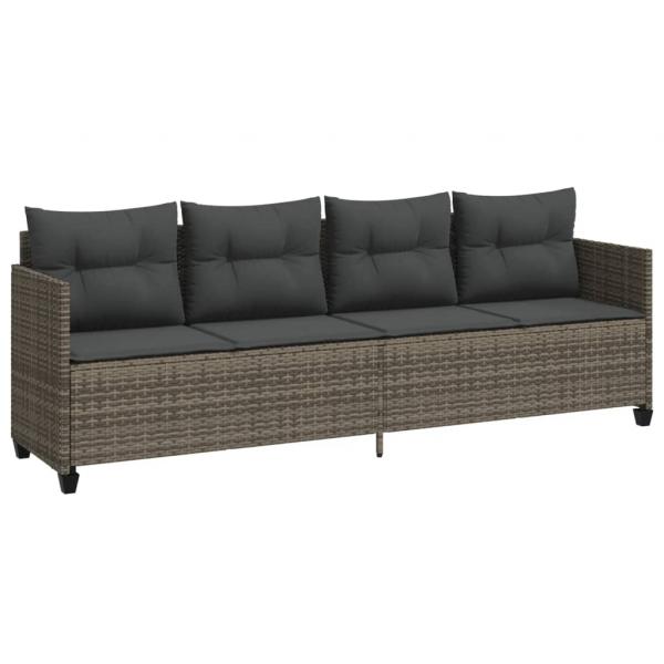 5-tlg. Garten-Sofagarnitur mit Kissen Grau Poly Rattan