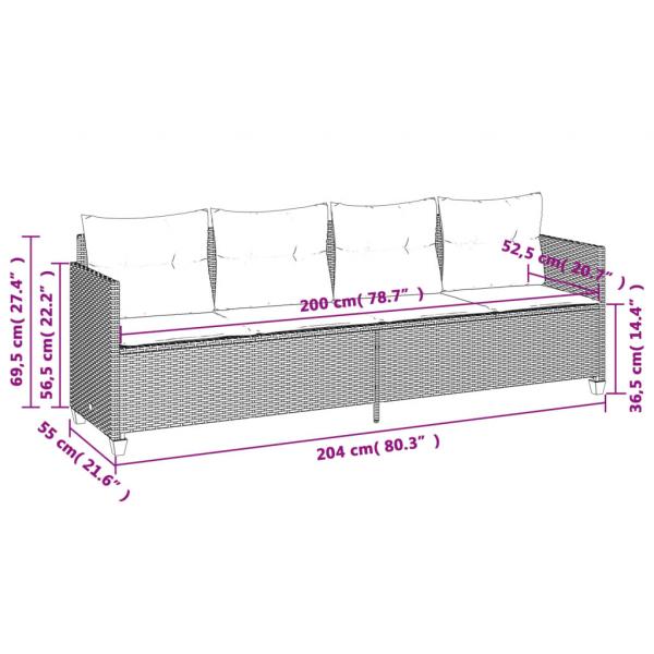 5-tlg. Garten-Sofagarnitur mit Kissen Grau Poly Rattan