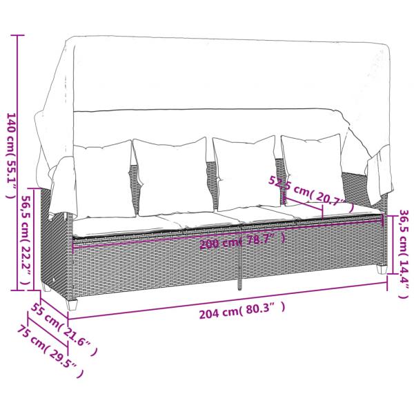 5-tlg. Garten-Sofagarnitur mit Kissen Hellgrau Poly Rattan