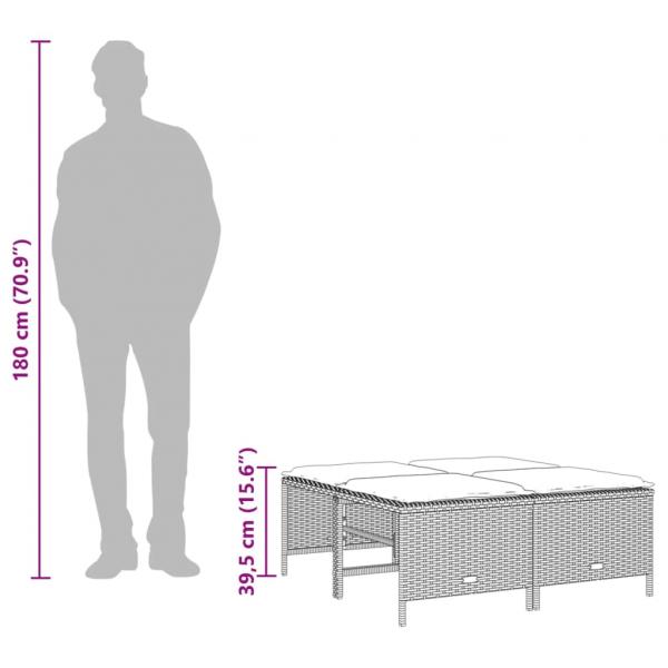 5-tlg. Garten-Sofagarnitur mit Kissen Hellgrau Poly Rattan