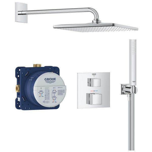 ARDEBO.de GROHE Precision Cube Duschsystem, Quickfix, Unterputz, mit Vitalio Rain Mono 310 Cube, chrom (34879000)