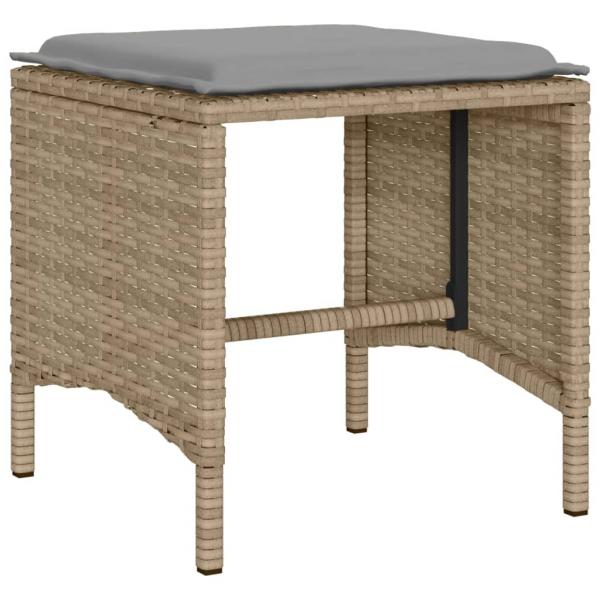 6-tlg. Garten-Sofagarnitur mit Kissen Beige Poly Rattan