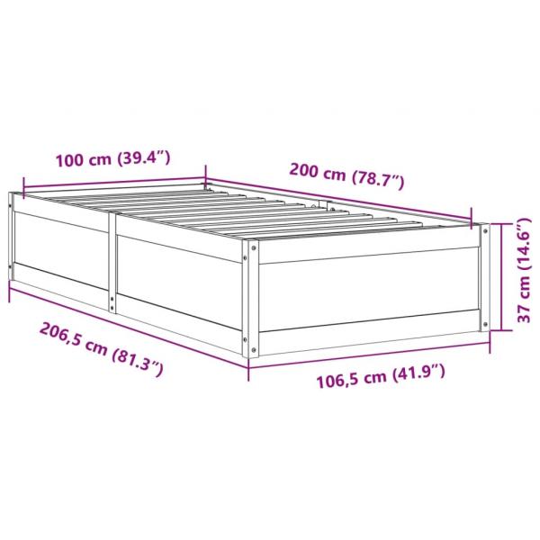 Massivholzbett ohne Matratze Weiß 100x200 cm Kiefernholz