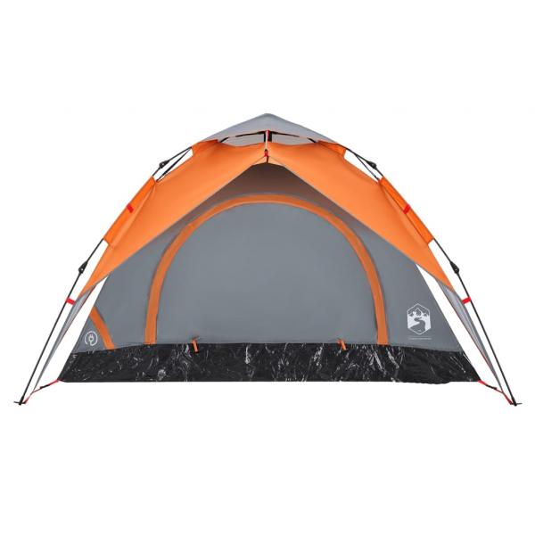 Kuppel-Campingzelt 3 Personen Grau und Orange Quick Release