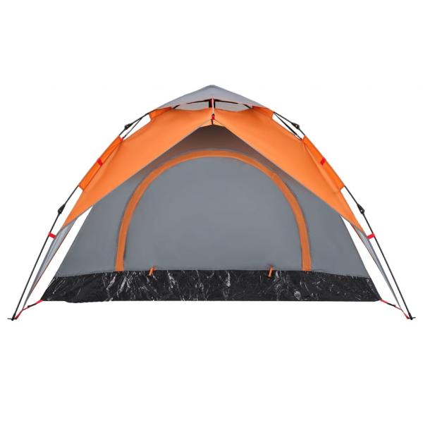 Kuppel-Campingzelt 3 Personen Grau und Orange Quick Release