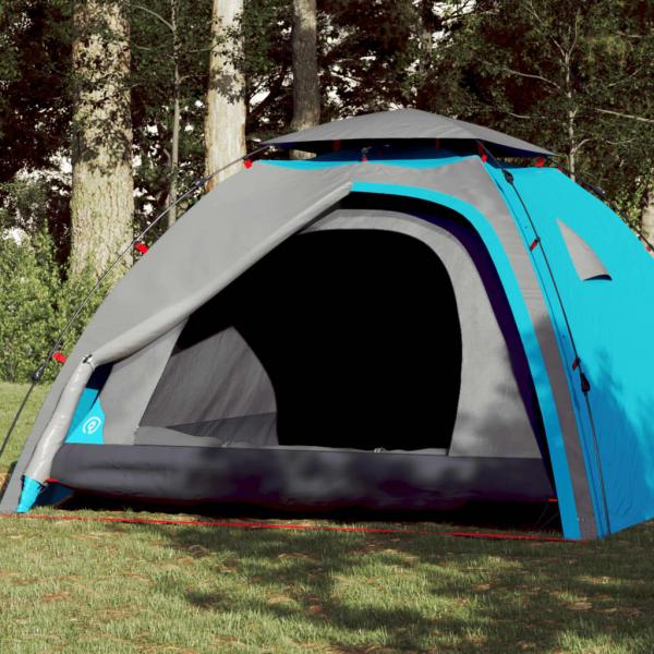 ARDEBO.de - Kuppel-Campingzelt 4 Personen Blau Quick Release