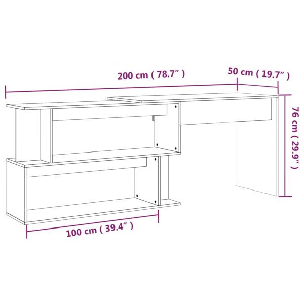 Eckschreibtisch Räuchereiche 200x50x76 cm Holzwerkstoff