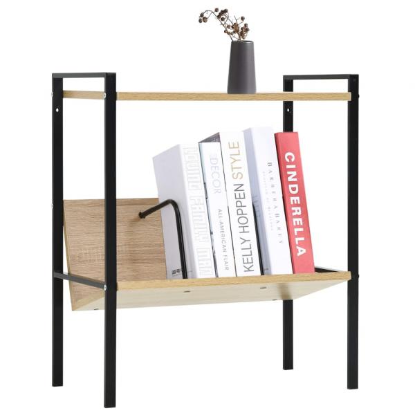 Bücherregal 2 Regalböden Schwarz Eiche 52x28x59cm Holzwerkstoff