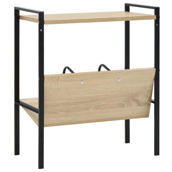 Bücherregal 2 Regalböden Schwarz Eiche 52x28x59cm Holzwerkstoff