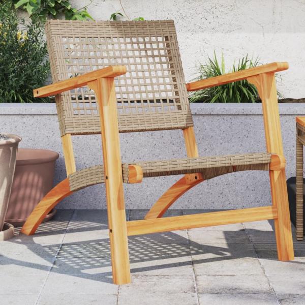 ARDEBO.de - Gartenstühle 2 Stk. Beige Poly Rattan und Akazienholz