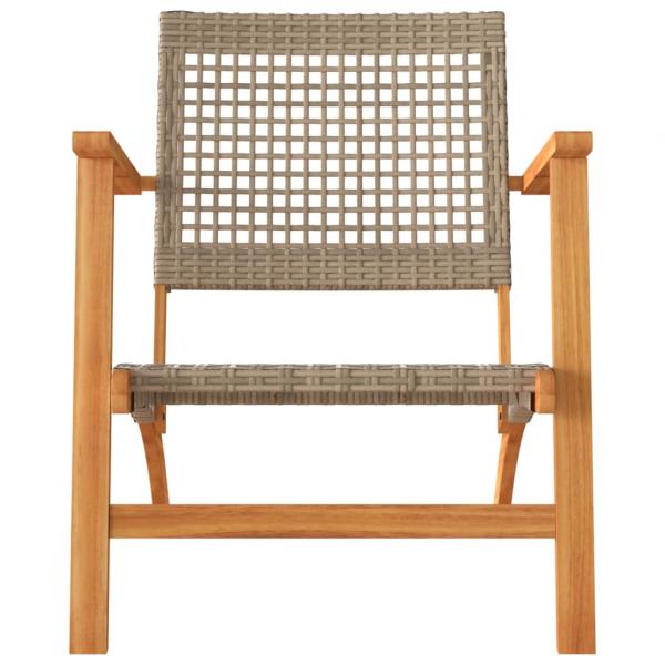 Gartenstühle 2 Stk. Beige Poly Rattan und Akazienholz