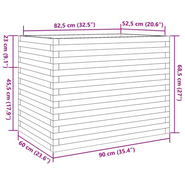 Pflanzkübel Wachsbraun 90x60x68,5 cm Massivholz Kiefer