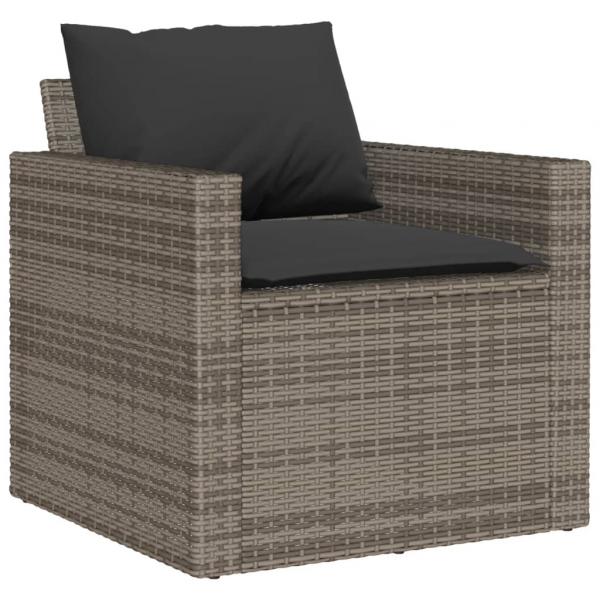 6-tlg. Garten-Sofagarnitur mit Kissen Grau Poly Rattan