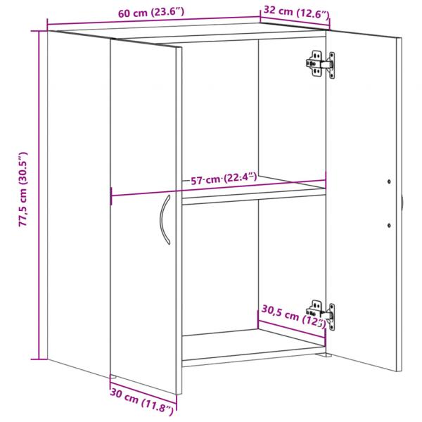 Aktenschrank Räuchereiche 60x32x77,5 cm Holzwerkstoff