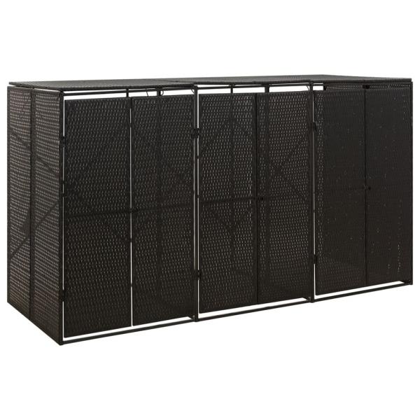 ARDEBO.de - Mülltonnenbox für 3 Tonnen Schwarz 207x80x117 cm Poly Rattan