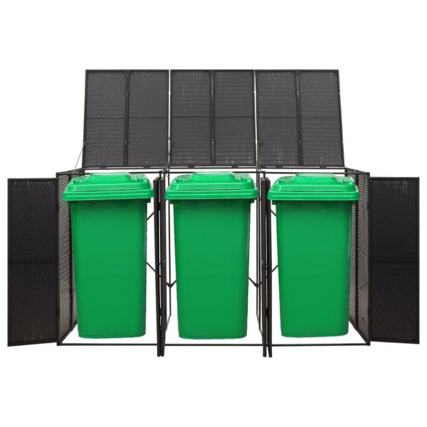 Mülltonnenbox für 3 Tonnen Schwarz 207x80x117 cm Poly Rattan